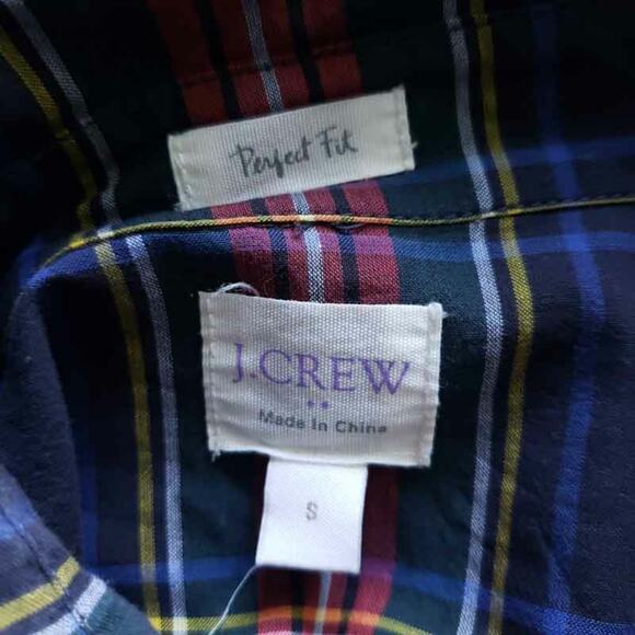 J. CREW Factory Perfect Fit Tartan Plaid Button Down Shirt Small Long Sleeve - Picture 7 of 8